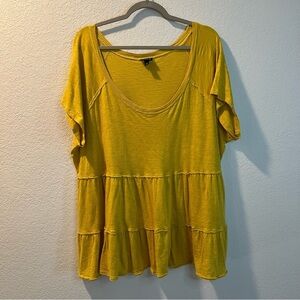 Women’s Torrid mustard yellow babydoll short sleeve blouse size 3X